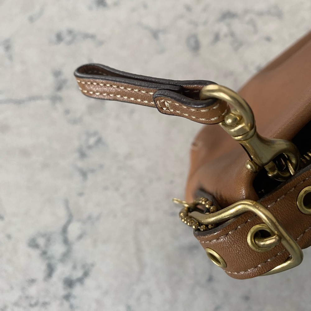 Vintage Coach Bag Brown Leather Classic C Print Lining Original Dust Bag - Picture 13 of 14